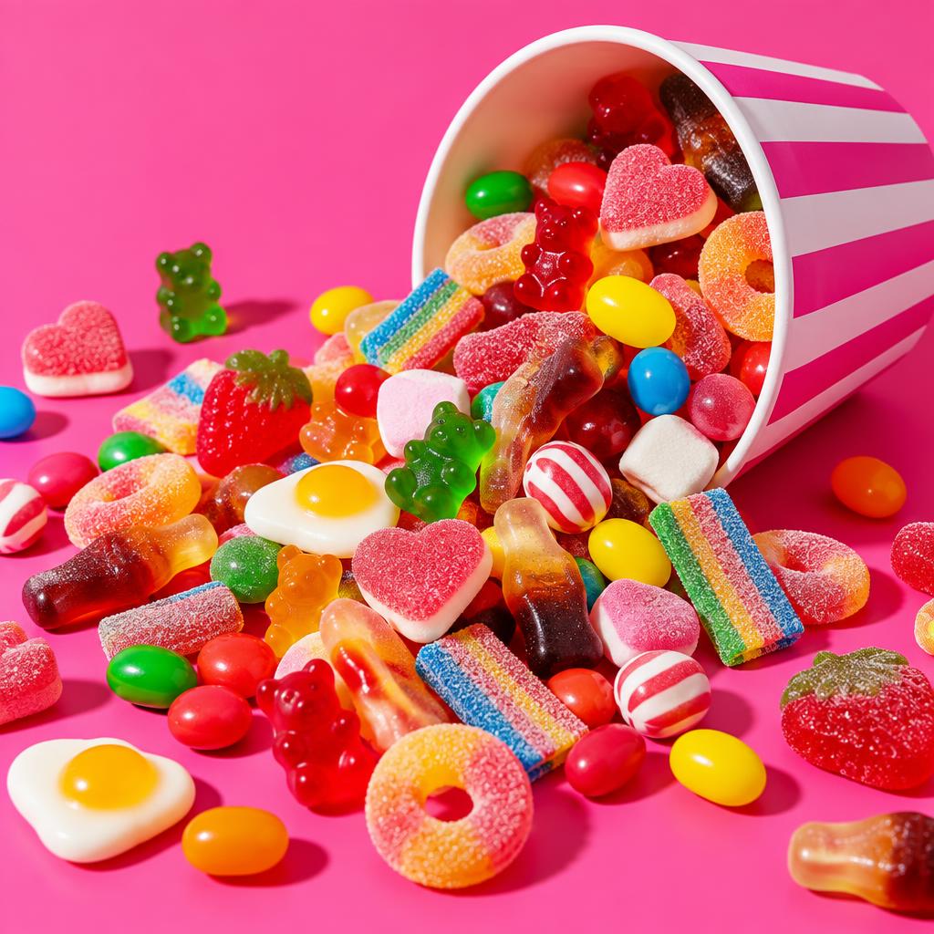 CandyKing-beger med fargerikt smågodt